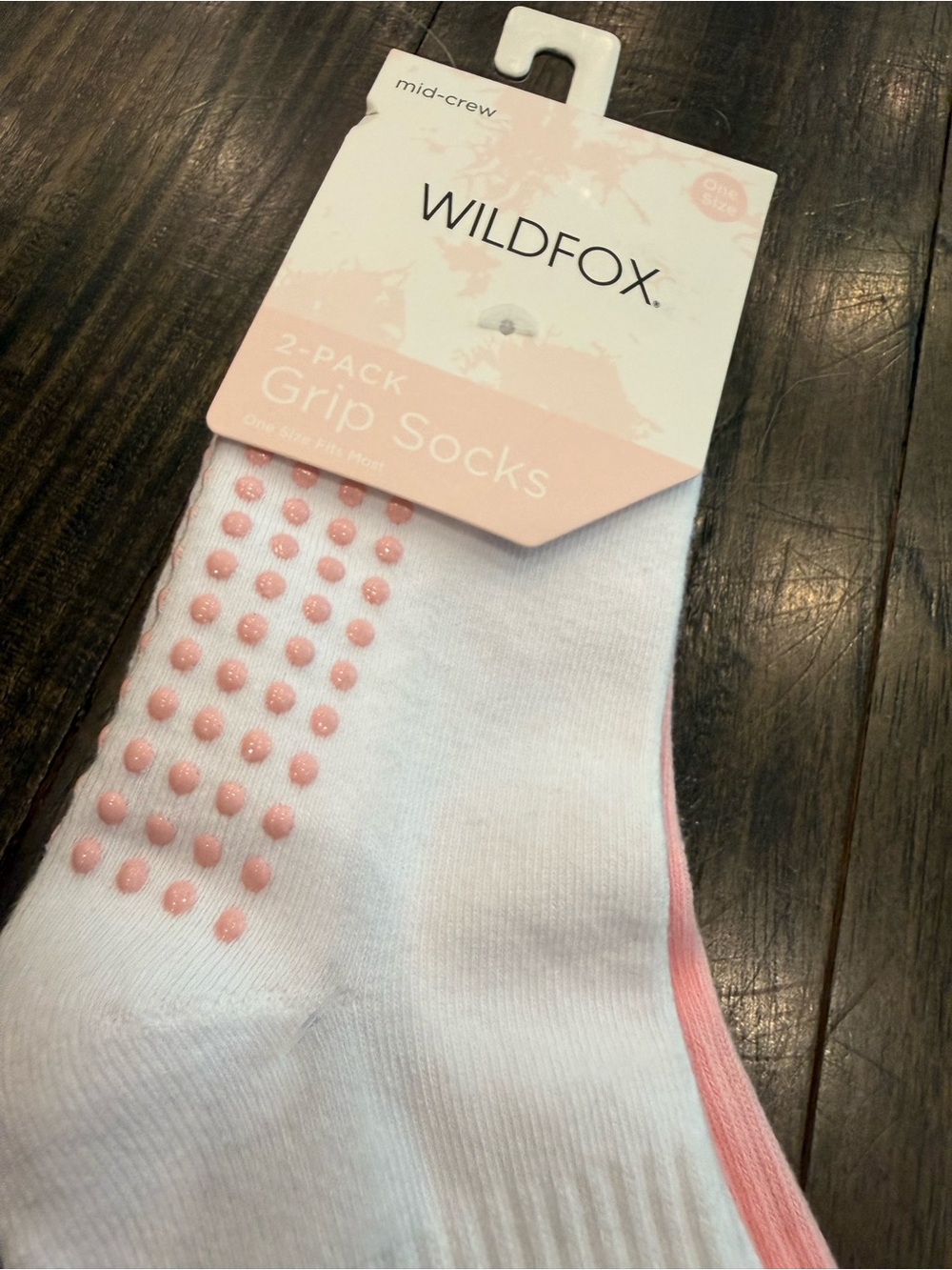 Wildfox White Crew Grip Socks with Pink Trim and Watermelon Patch - Picture 6 of 9